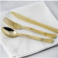 Disposable Metallic Gold HD Plastic Silverware Set